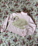 Black Pink sweater White Swan pattern New slim-fit Retro slim-fit narrow neck knit sweater jacket Fashion women's winter sweater