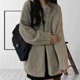 Oversized Open Front Knit Cardigan for Women Comfy Sweater Coat Female Open-front Duster Cardi Casual Chic Autumn Winter Outfit
