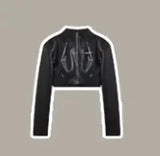 Sexy Y2k Vintage Two Piece Set Women Korean Casual High Street Retro Suit Female Elegant Leather Top + High Waist Jumpsuit