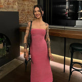Stripe Cotton Core Spun Yarn Knitted Long Dress Fashion Sexy Slim Strapless Women Dresses Summer Woman Clothing Vestidos