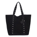 Pbong  New Faux Suede Casual Tote Bags Large Capacity Rivet Vintage Handbags Designer Elegant Solid Retro Shoulder Bags