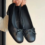 Summer New Woman Casual Square Head Flats Flock Ballerina Church Flats Female Suede Elegant Soft Sole Women Shoes