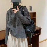 High Street French Temperament Preppy Knitted Hoodies Y2k Aesthetic Harajuku Solid Korean Office Lady Punk Jumpers Girl Clothes