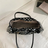 Women's Polka Dot PU Leather Handbags Retro Sweet Daily Casual Dating Short Handle Tote Bag New Trend Shoulder Bags