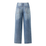 Pbong  y2k Baggy Jeans Women Fashion Clothes Low Rise Wide Leg Denim Pants with Pockets Long Trousers for Daily Office Party