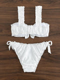 Knot Front Tie Side Bikinis  White Swimsuit Women Swimwear Female Sexy Bathers Bathing Swimming Swim Suit Beachwear
