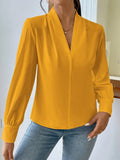 Pbong  Design Sense V-neck Solid Color Loose Top Autumn Shirt Spring And Autumn Winter New Office Women's Long Sleeve Shirt