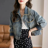 New Spring Summer 2025 Loose Versatile Elegant Women's Denim Coat Casual Temperament Korean Version Female Cowboy Outwear