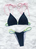 String Triangle Strappy Thong Bikini Black Swimsuit Women Sexy Swimwear Female Bather Bathing Swimming Swim Suit Beachwear