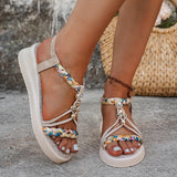 Weave Women's Sandals Wedges Designer Shoes for Woman Fashion Heels Shoes Dress Comfort Walking Mujer De Sandalias