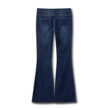 Pbong  y2k Women Jeans Fashion Clothes Low Waisted Stretchy Bell Bottom Washed Denim Pants with Pockets Ladies Streetwear