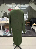 Long Knitted Sweater Women Gray Pullovers Autumn Winter Khaki Warm Fur Jumpers Maxi Y2k E-girl Jumper Work Sueter Mujer