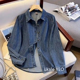 Women's Denim Shirt 2025 Spring Summer Loose Comfortable Ladies Cowboy Tops Blue Retro Be All-match Lady Elegant Blouse