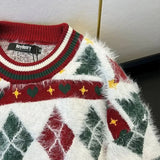 Christmas New Fashion Atmosphere Contrast Color Sweater Men And Women Couples Pullover Sweater Casual Joker Loose Top Tide Brand