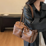 Pbong  High Capacity Travel Bag Women's Commuter Shoulder Bag Fitness Dance Storage Large Capacity Handbag Stylish PU Material