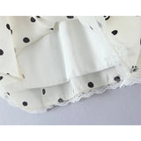 Pbong  Lace Spliced Polka Dot Halter Dress Women Elegant A-line Mini Sexy Backless Dresses Summer Robe