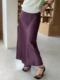 Water Wave Pleated Midi Skirt Women Summer High Waist Slim Mermaid Skirts Korean Style Fashion Long Skirt Female Clothes 2025