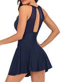Solid Tankini Two Pieces Swimsuit Women High Neck Mesh Swimwear Female Bathers Bathing Swimming Swim Suit Beachwear Summer