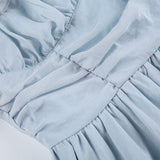 Folds A-Line Square Collar Puff-Sleeve Dress