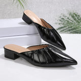 Pointed Toe Flats Slippers Women Fashion Shoes Summer Mules Sandals Dress Pleated Slingback Slides New Women Sandals
