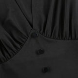 V-Neck Long Sleeve Pleated Party Dress