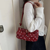 Pbong  Women Dot PU Underarm Pouch Korean Armpit Bag Multi-Pocket Cute Shoulder Bag Shopping Travel Lightweight Crossbody Bags