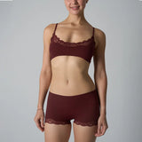 Pbong  Europe American Simple Pink Light Thin Lace Strap Tank Top Flat Corner Lace Underwear for Women Comfortable Stretchy Short Sets