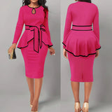 Pbong  SexyElegant Amazon Cross-Border Suit Dress Ruffle Edge Top Side Slit Skirt 2-Piece Set For Women