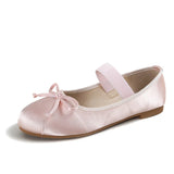Pbong  Women Shoes Satin Flat Mary Janes Ballet Designer Shoes Elastic Band PU Leather Pumps Elegant Woman Heeled Shoes Ladies