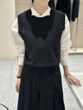 Pbong  Simple round Ne Knitted Vest  Color Svel Commute Sle Lightweight Luxury Top Pure Color Autumn Faion Women's ...
