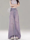 Pbong  Spring Summer New Jeans Hole Raw edge Design High Waist Casual Loose Wide Leg Pants Y2k Harajuku Vintage Women's Clothing