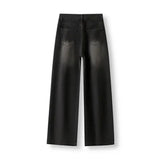 Vintage Women's Black Grey High Waist Jeans Y2K Fashion Baggy Loose Straight Wide Leg Baggy Denim Trousers Pants