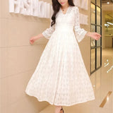 New Summer Dress for Women's Lace Skirt V-neck Slim Dresses for Women Korean Women's Mid-length Skirt Fairy Dresses
