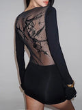Gothic Dark Print Mesh Transparent Dress