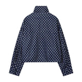 New Fashion Simple French Stand Collar Spring Autumn Coats Y2k Simple Polka Dot Print All Match Jackets Harajuku Punk Streetwear