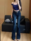 Pbong   Low Waist Retro American Denim Jeans Women's Spring Autumn New Style Slimming Wide Leg Pants Casual Fashion Girls