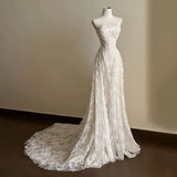 Pbong  Retro Lightweight Lace Bridal Gown with Train for Bride Elegant Morning Robe Outdoor Wedding Dress Chinese Manufacturer