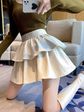 Pbong  Y2k Sweet Skirts Women Clothing High Waist Fashion Jupe Ruffles A-line Saia Korean Autumn Mini Skirt