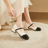 Pbong  Beige Japanese Style Lolita Square Toe Heels Mary Jane Buckle Strap Woman Footwear with Medium Shoes for Women Chunky Gothic Y2k