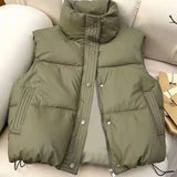 Pbong  Hot Sale Of The Season New Women's down Cotton Vest Short Loose Outerwear Fashionable Autumn Winter Design Pure Color Cotton Jac