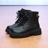 New Fashion Thick Sole Women's Boots Large Size Women's Shoes Black Keep Warm Fleece Platform Lace-up Ankle Boots 4875