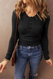 Pbong  New Autumn Winter Solid Color Knitted Tops Women's Round Neck Long Sleeved Button T-Shirt Fashion Pullover Lady Clothes