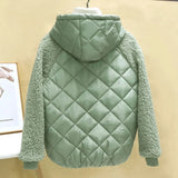 Thin light Down Cotton Jacket Female Short Coat Autumn Winter Women's  New Hooded Loose Lmitation Lamb Wool Cotton Jacket