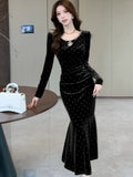 Autumn Vintage French Prom Dresses For Woman Square Collar Slim Long Mermaid Dress New Fashion 2025 Party Prom Clothes