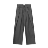 Pbong  Casual Men's Summer Thin Lyocell Ice Sensation Seershawn Wide Leg Loose Fit Straight Pants Comfortable Breathable Trousers