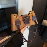 Pbong  Women's Bag Crossbody Underarm Small Square Urban Minimalist PU Leather Daily Match Stone Pattern Zipper Closure