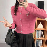 Ribbon Button Up Knit Cardigan Sweater for Women Long Sleeve Button Front Sweater Jacket Teen-girl Y2K Cute Outfit
