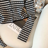 Women's Cropped Cardigan Long Sleeve Button Down Jacket Striped Single Breasted Fitted Knit Top Teen-girl Y2K Grunge Outfit