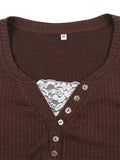 Women Button Front Knit Tops Long Sleeve Lace Patchwork Slim Fit Sweater Fall Fairy Grunge Gothic Y2K Clothes