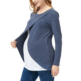 Pbong  Summe Round-neck Long-sleeved Multicolored Top Suitable for Breastfeeding Pregnant Women Ladies' T-shirt Sweatshirt Long Sleeves